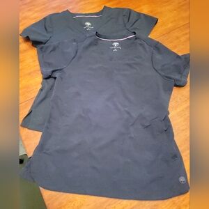 Healing Hands size med black medical scrubs. 2 shirts 3 pants.